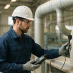 Réseau de ventilation industrielle en atelier, contrôlé pour audit technique
